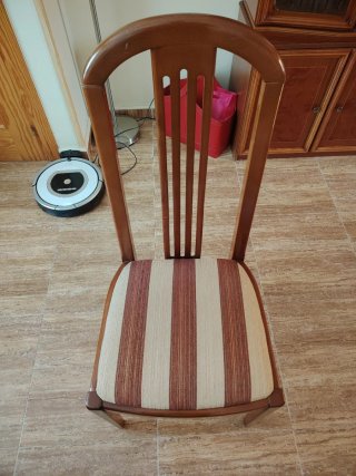 Mesa comedor ovalada madera y 6 sillas