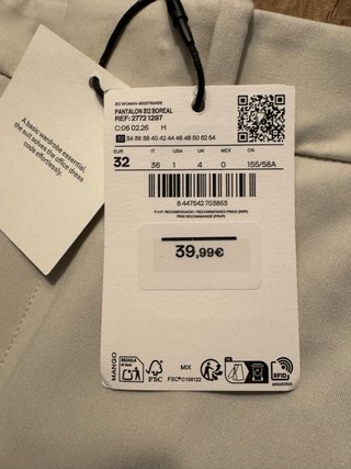 Pantalón NUEVO recto traje Mango