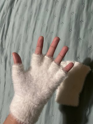 Guantes Y2K efecto angora sin dedos