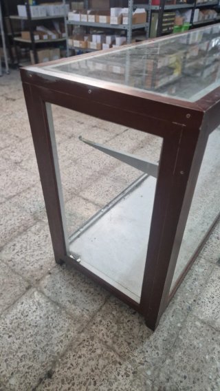 Mostrador Cristal Madera Metal Marrón