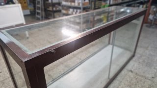 Mostrador Cristal Madera Metal Marrón