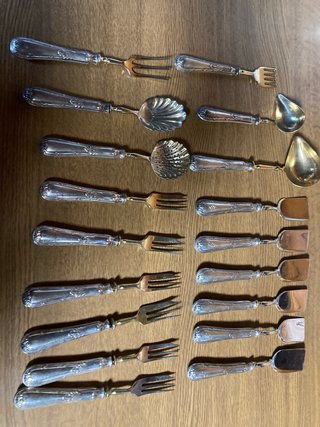 Juego cubiertos metal dorado y plateado cucharicuc
