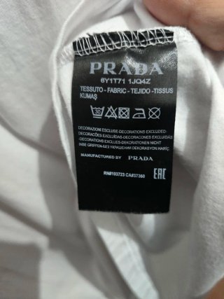 T-shirt Prada Bianca Logo Triangolo