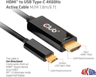 CLUB3D Cable activo HDMI USB-C 4K