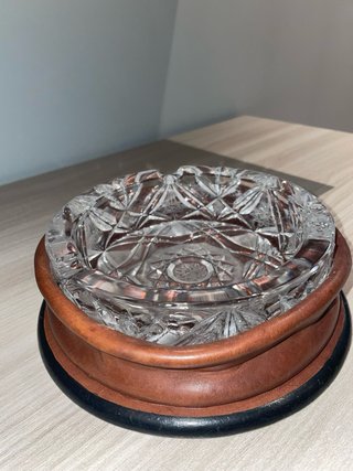 Posacenere Cristallo e Pelle Nova Tecno '60