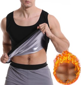 Chaleco Sauna Hombre Tirantes Negro/Plata