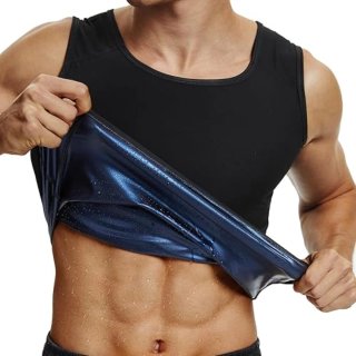Chaleco Sauna Hombre Tirantes Negro/Plata