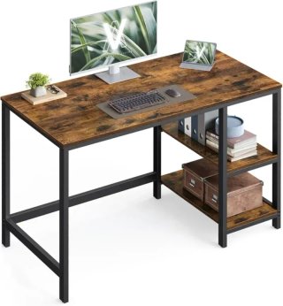 Escritorio Industrial 120x60 cm con Estantes, Mesa de Ordenador VASAGLE LWD47XV1