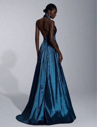 Vestido fiesta azul petróleo invitada evento