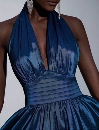 Vestido fiesta azul petróleo invitada evento