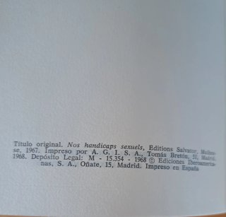 NUESTROS HANDICAPS SEXUALES 1ª EDICION 1968