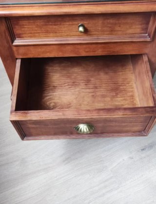 Mesa de rincón madera y cristal