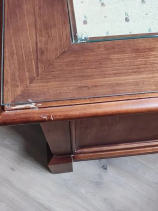Mesa de rincón madera y cristal