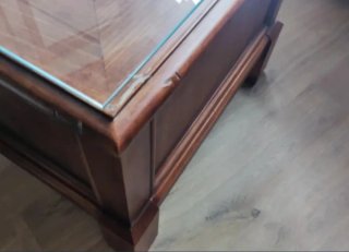 Mesa de rincón madera y cristal