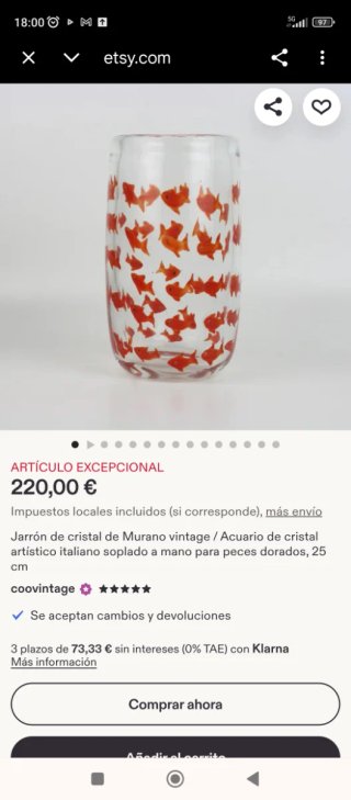 Vaso vintage in vetro Murano