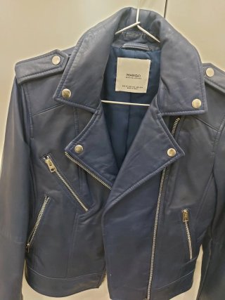 Cazadora Piel Azul Mango