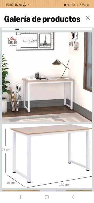 Mesa Escritorio Roble y Patas Blancas 120x60
