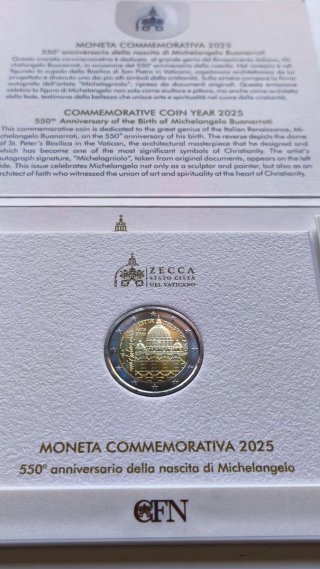 Moneda 2€ Vaticano 2025 Michelangelo