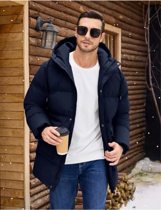 Abrigo Invierno Largo Hombre Azul Talla L