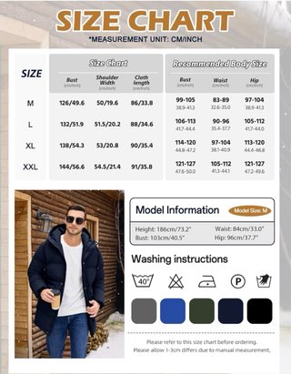 Abrigo Invierno Largo Hombre Azul Talla L