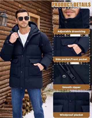 Abrigo Invierno Largo Hombre Azul Talla L