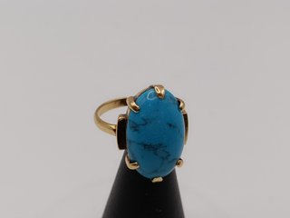 Anillo Oro 18k con Turquesa Oval - 3,78gr