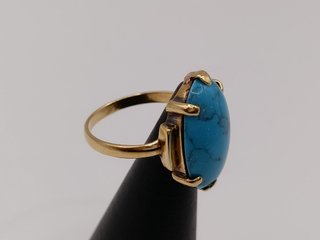 Anillo Oro 18k con Turquesa Oval - 3,78gr