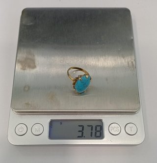 Anillo Oro 18k con Turquesa Oval - 3,78gr