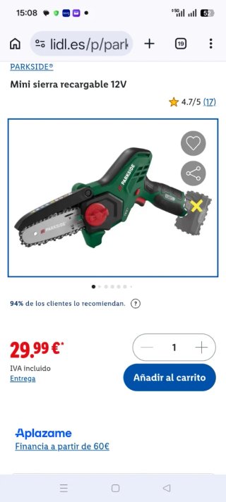 Mini sierra recargable Parkside 12V