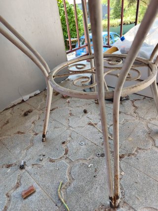 Mesa redonda de terraza piedra y marmol