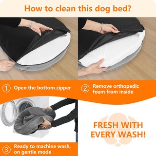 Cama ortopédica cómoda lavable gris