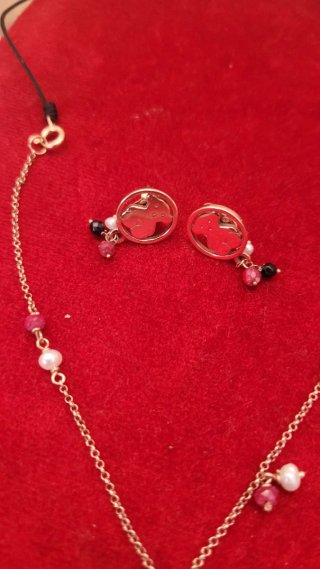 Conjunto Tous Collar y Pendientes Baño Oro