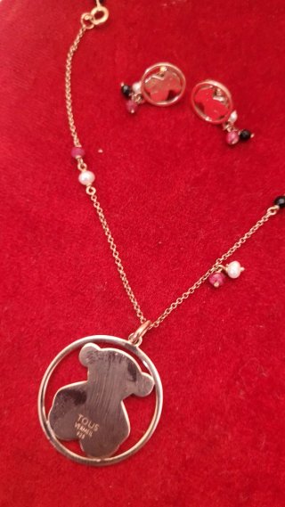 Conjunto Tous Collar y Pendientes Baño Oro