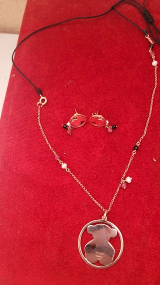 Conjunto Tous Collar y Pendientes Baño Oro