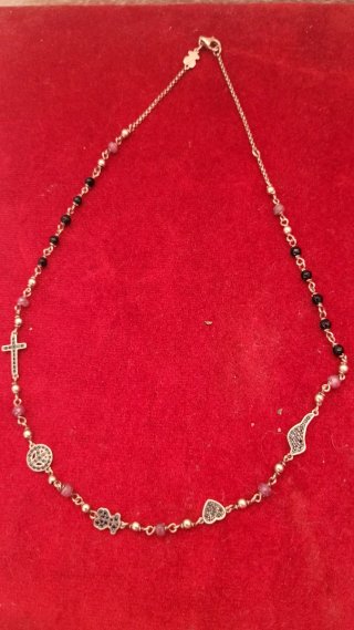 Collar Tous Plata Baño Oro Cruz Corazón Alas