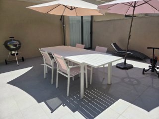 Mesa y 4 Sillas Terraza Aluminio
