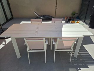 Mesa y 4 Sillas Terraza Aluminio