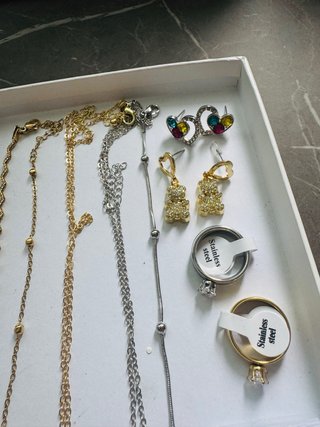 Set gioielli acciaio inox oro e argento