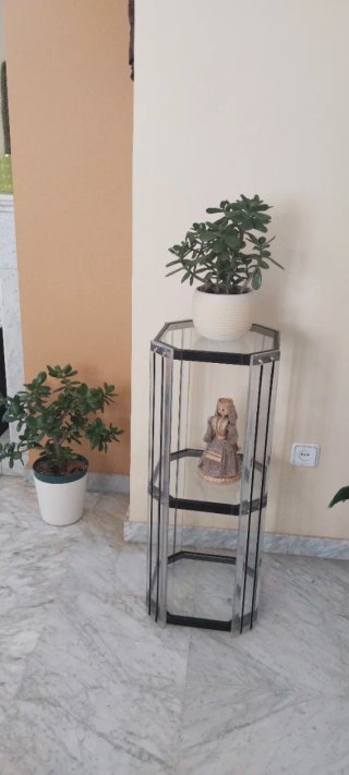 Columna estantería octogonal metacrilato cristal