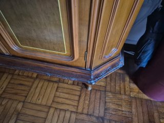 Mueble recibidor madera y mármol +espejo