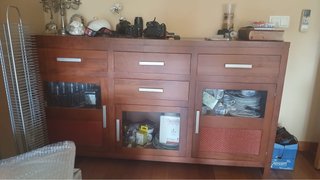 Mueble Comedor Madera Cristal