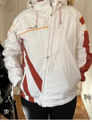 Chaqueta de esquí Quechua blanca y roja
