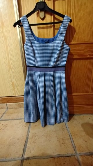 Vestido Pinko cuadros azul y blanco