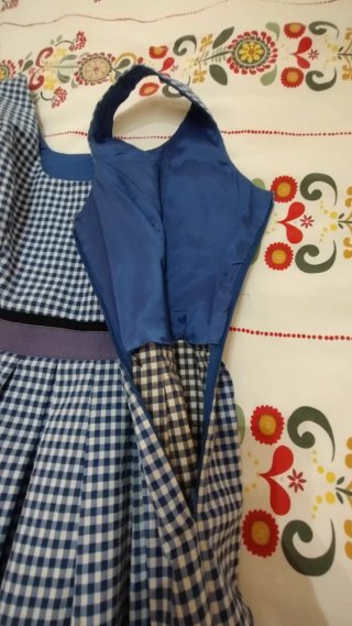 Vestido Pinko cuadros azul y blanco