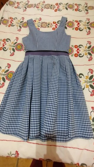 Vestido Pinko cuadros azul y blanco