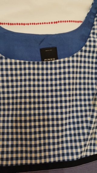 Vestido Pinko cuadros azul y blanco