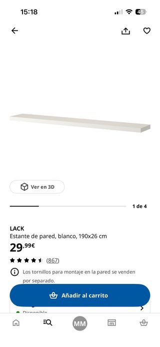 Estantes LACK blancos 110x26  Estante LACK 190x26