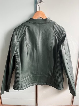 Cazadora motera mujer verde