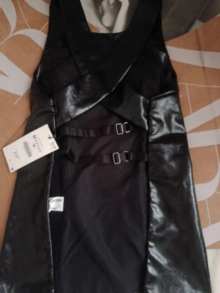 Top polipiel Zara negro