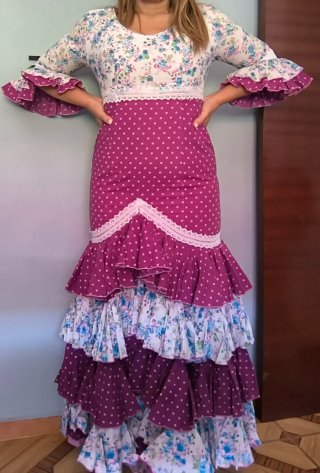 Traje de flamenca manga al codo